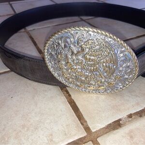 Cody James Mens brown leather belt with buckle size M